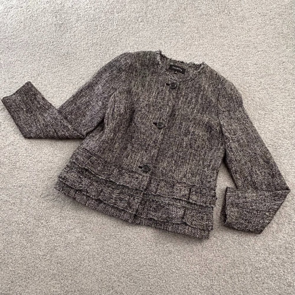 Talbots Tweed Coat Blazer in Black and Shimmer Silver US 4   - T414